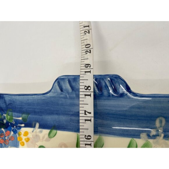 Poterie Provence Hand-Painted Ceramic Serving Platter Floral‎ Blue Border - Picture 7 of 8